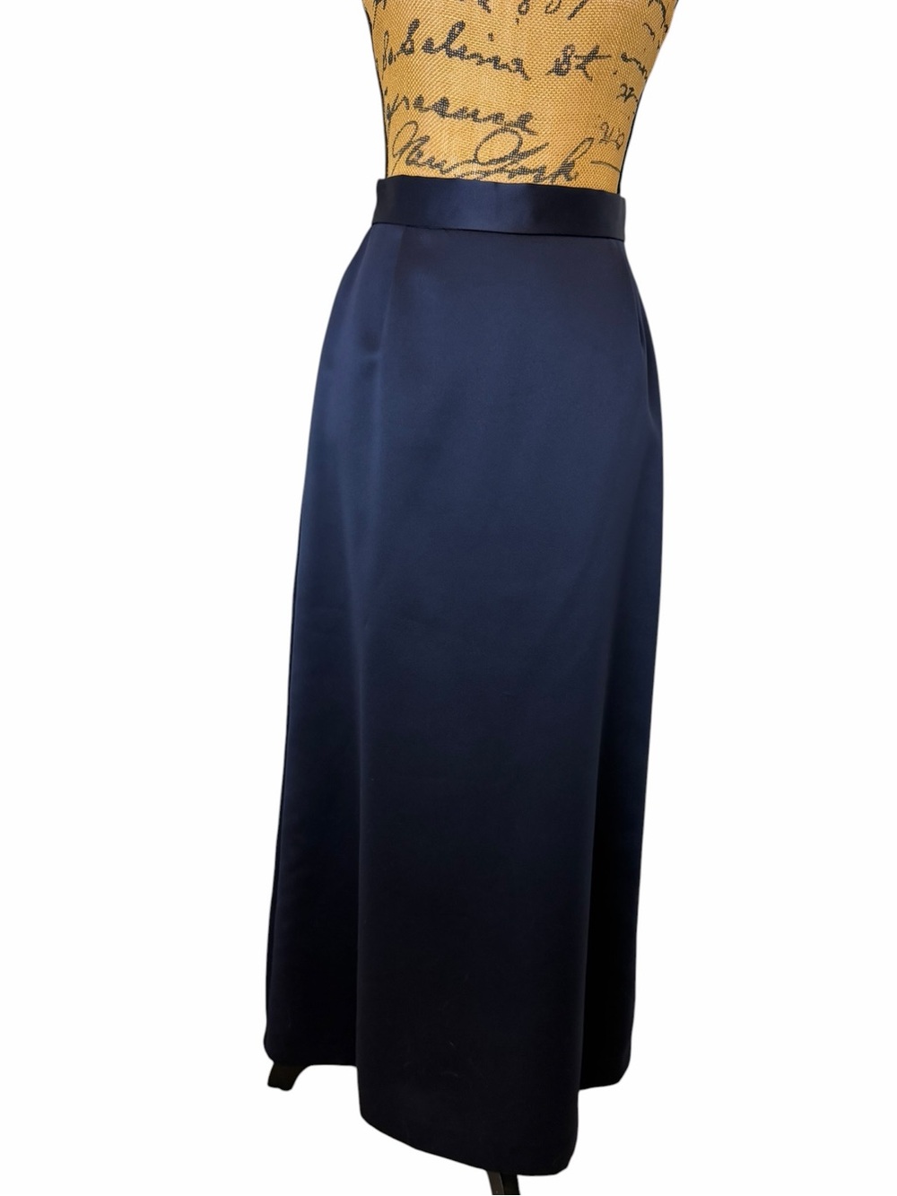 Vintage Michelangelo Navy Satin Beaded Corset Maxi Skirt Set USA Size 6 - Picture 5 of 10